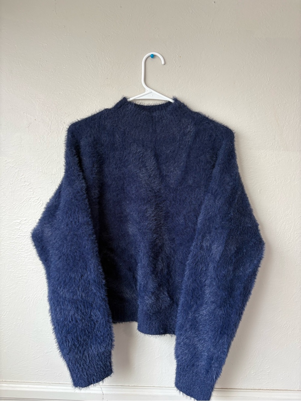 Altar'd State Navy Fuzzy Mock neck Sweater